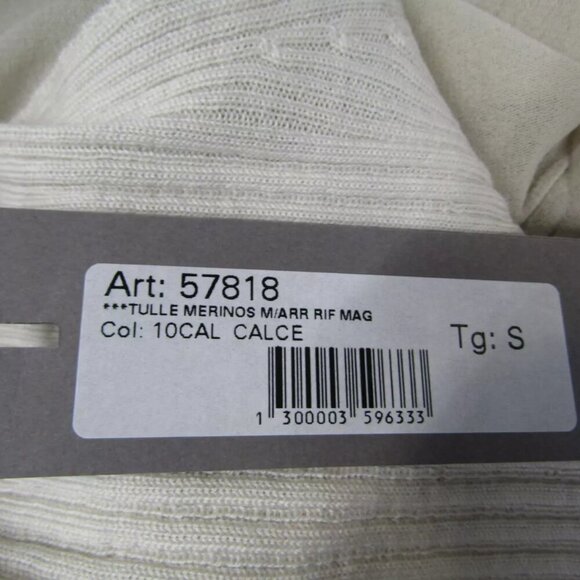 NEW D. EXTERIOR Womens Ribbed Tullle Long Sleeve Shirt Size S Beige - Picture 8 of 16